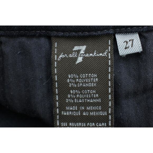 7 For All ManKind Jeans Womens 27 Blue Cotton Blend Stretch Flared Leg A Pocket - Picture 5 of 7